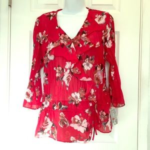 NY Collection Women Ruffle Blouse, Size  L